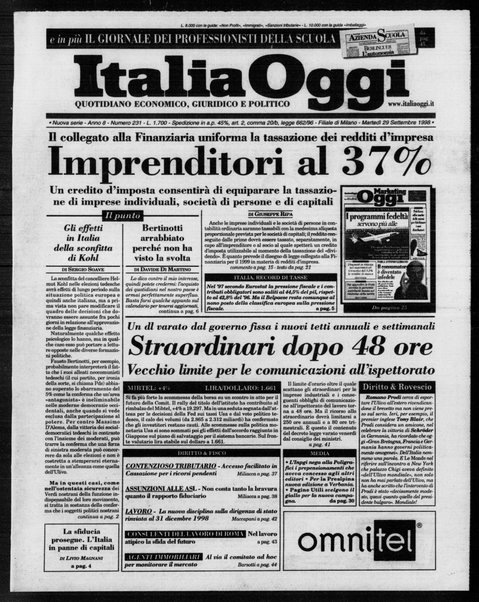 Italia oggi : quotidiano di economia finanza e politica